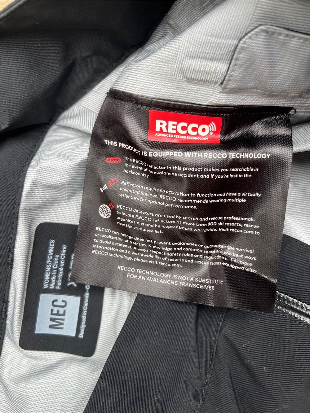 MEC women’s Black Technical Shell Pants with Side Zippers - Picture 3 of 4